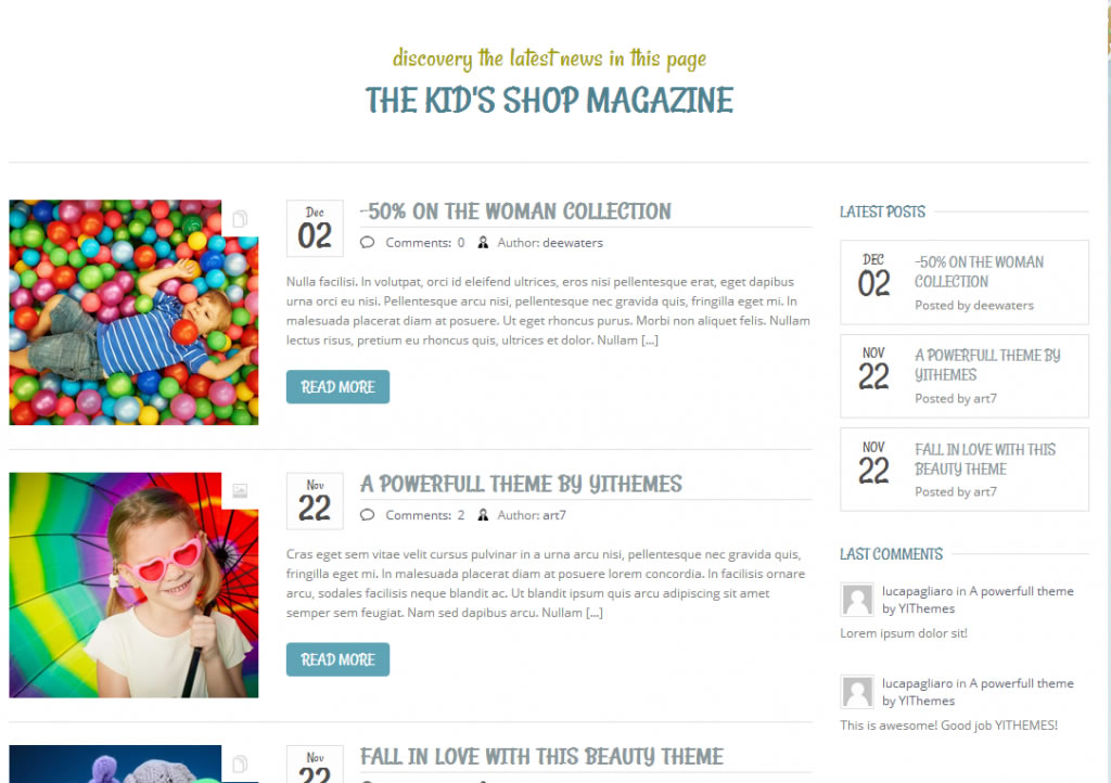 Kidshop - 最小的创意WordPress电子商务网站